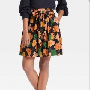 Whowhatwear floral tie front skirt